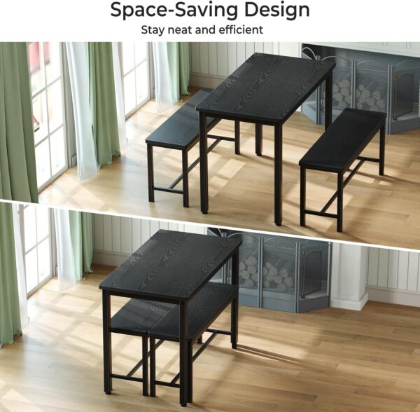 Tatub Dining Table Set for 4, 3-Piece Kitchen Table with 2 B...