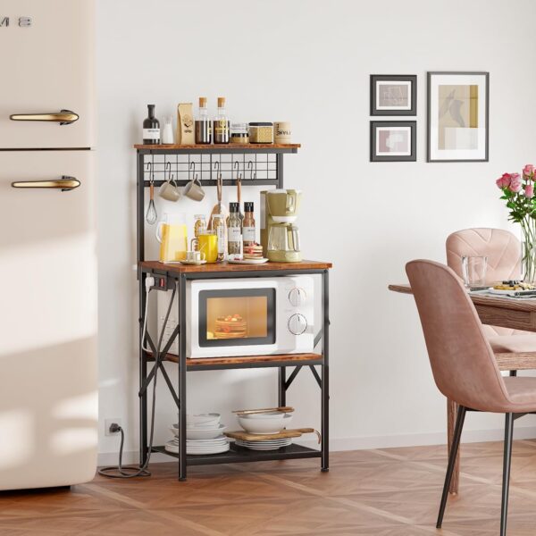 Furologee Kitchen Bakers Rack with Power Outlet, Microwave O...
