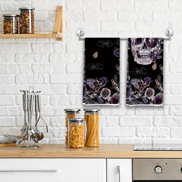 Gothic Halloween Kitchen Towels Set of 2,Gothic Skull Roses ...