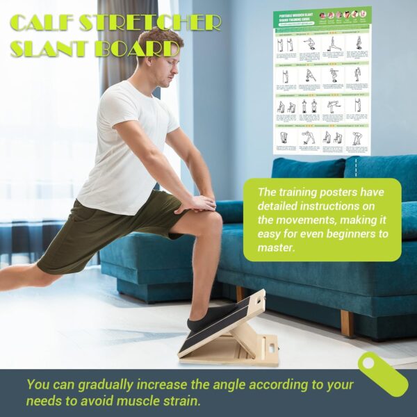 Slant Board for Calf Stretching, Adjustable Portable Wooden ...