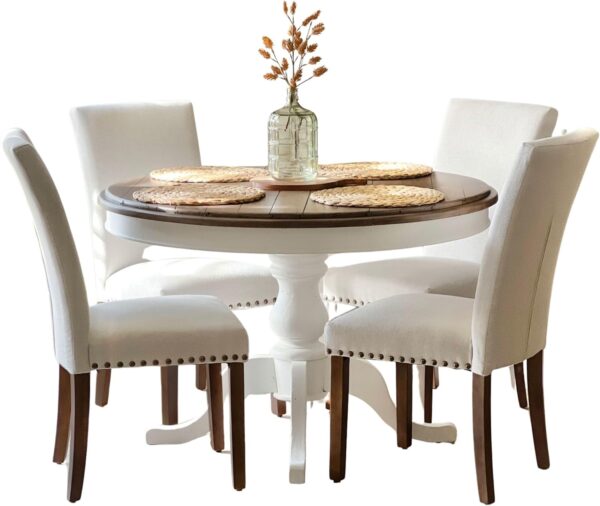 COLAMY Upholstered Parsons Dining Chairs Set of 4, Fabric Di...