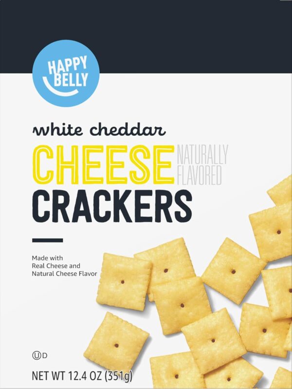 Amazon Brand - Happy Belly White Cheddar Cheese Cracker, 12....
