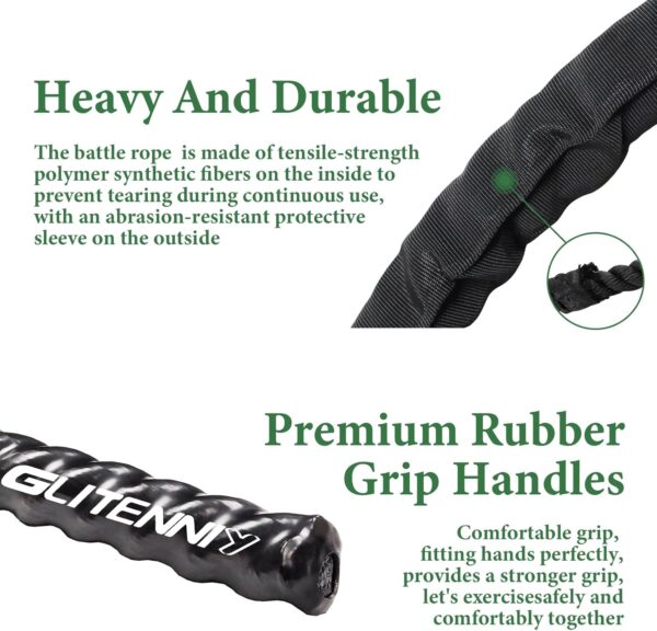Battle Ropes Black Workout Rope 1 inch Battle Ropes for Home...