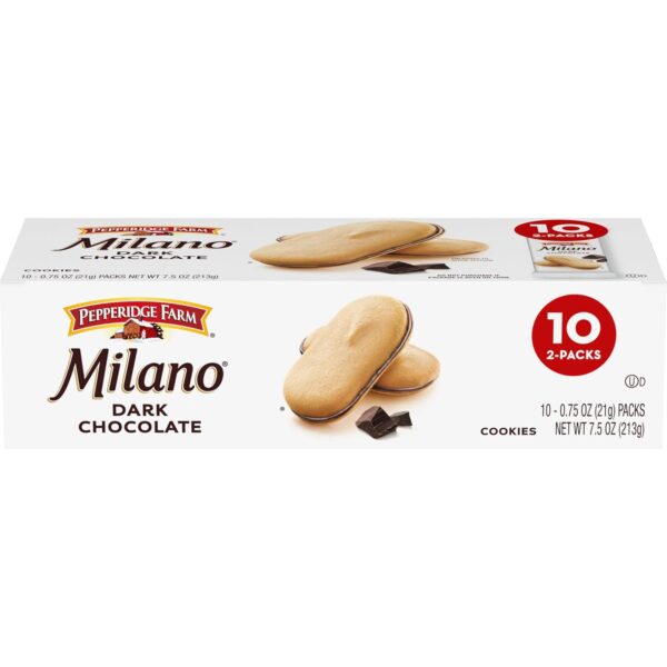Pepperidge Farm Milano Cookies, Dark Chocolate, 10 Packs, 2 ...