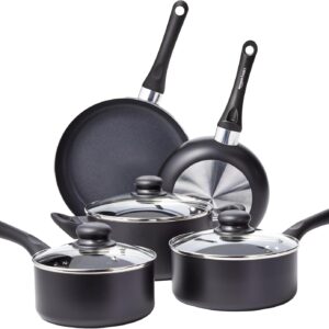 Amazon Basics Non Stick Kitchen Cookware 8-Piece Set, Non-In...