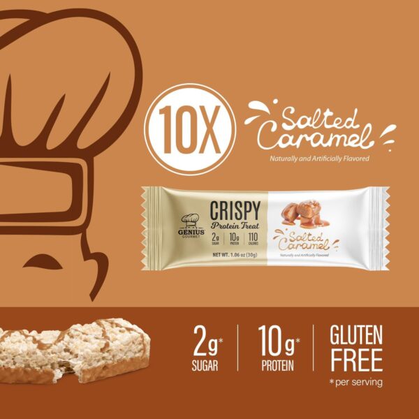 Genius Gourmet Crispy Protein Treat, Salted Caramel, Keto Sn...