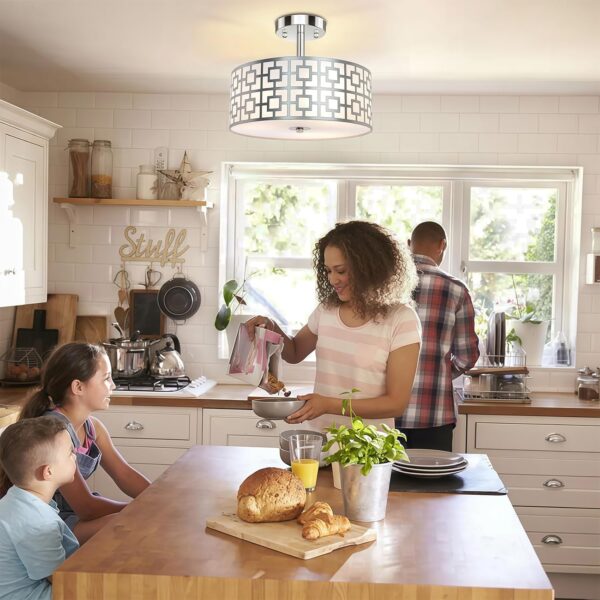 DLLT Flush Mount Ceiling Light: Modern 3-Light Brushed Nicke...