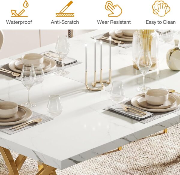 Tribesigns Modern Dining Table, 63" Large Kitchen Table for ...