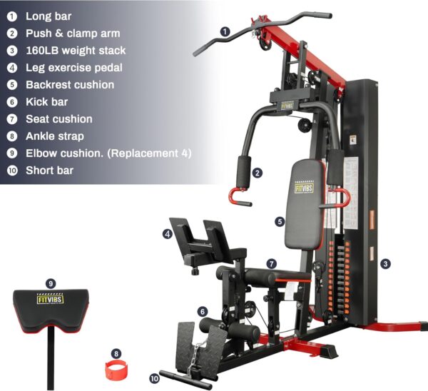 Home Gym, Multifunctional Workout Equipment with Leg Press, ...