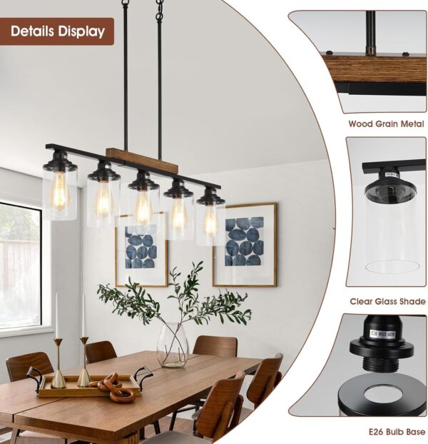Farmhouse Kitchen Island Lighting, 5-Light Dining Room Light...