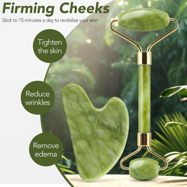 huefull Genuine Jade Roller & Gua Sha Set for Face, Cooling ...