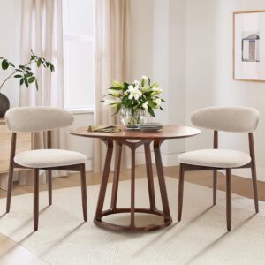 COLAMY Wooden Dining Chairs Set of 2, Modern Fabric Upholste...