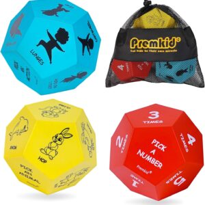 Exercise Dice for Kids,12-Sided Giant Foam Yoga Dice Games f...