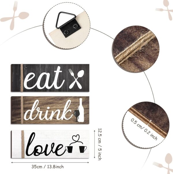 Jetec 3 Pcs Farmhouse Kitchen Wall Decor Rustic Wooden Home ...