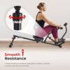 Sunny Health & Fitness Compact Adjustable Rowing Machine wit...