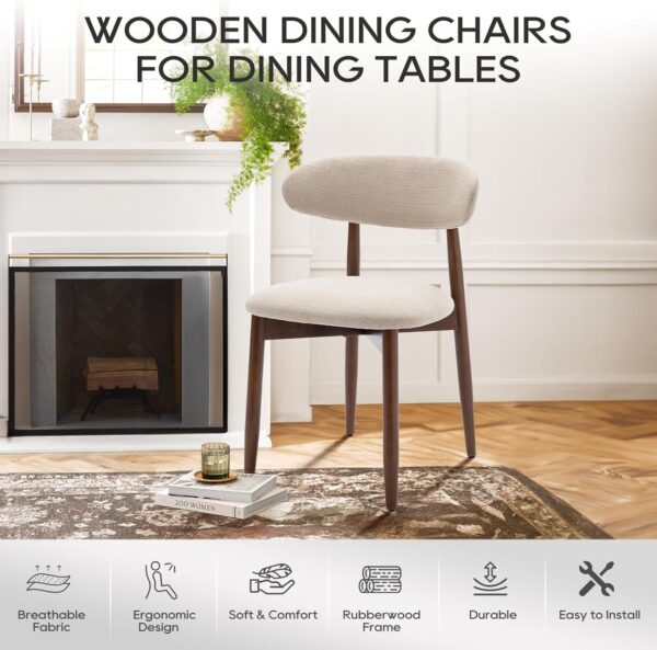 COLAMY Wooden Dining Chairs Set of 2, Modern Fabric Upholste...