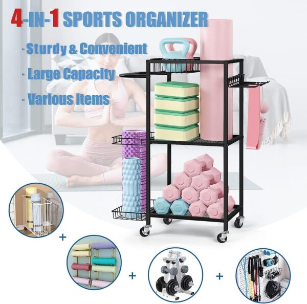 LIANTRAL Yoga Mat Storage Rack - Metal Gym Organizer for Yog...