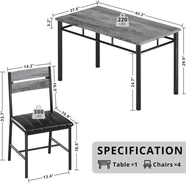 IRONCK Dining Table Set for 4, Wood Kitchen Table with Uphol...