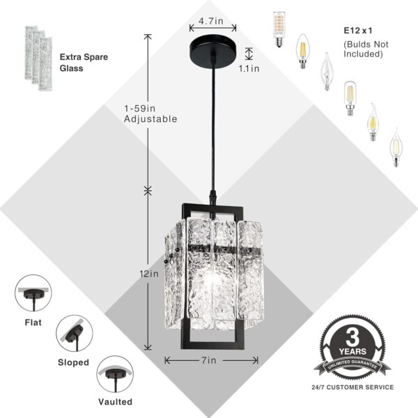 IKK Black Crystal Pendant Light for Kitchen Island, Luxury W...