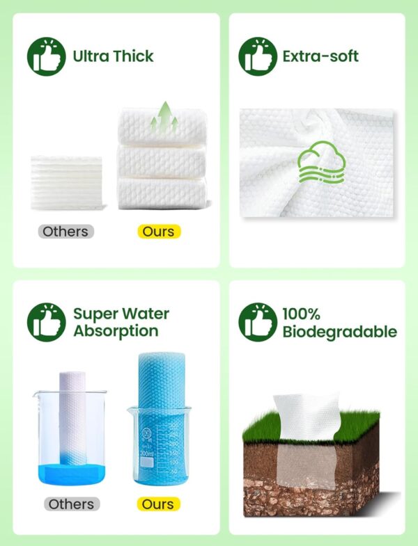 Elvira 100 Count Disposable Face Towels, Biodegradable Facia...
