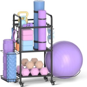 Home Gym Storage Rack Exercise Equipment Storage Organizer f...