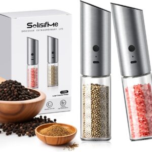 Gravity Electric Salt and Pepper Grinder Set, USB Rechargeab...