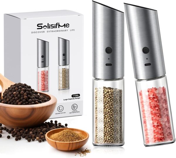 Gravity Electric Salt and Pepper Grinder Set, USB Rechargeab...