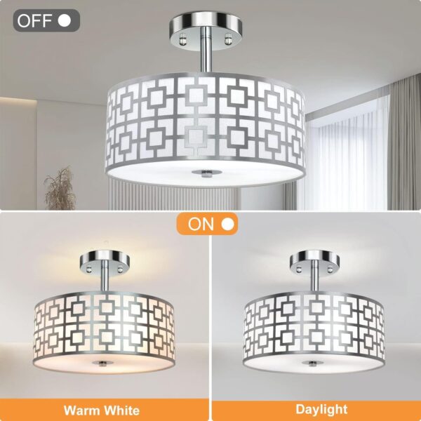 DLLT Flush Mount Ceiling Light: Modern 3-Light Brushed Nicke...