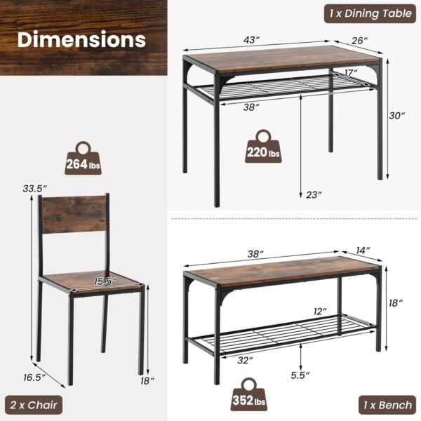 Giantex Dining Table Set for 4, Kitchen Table with Chairs & ...