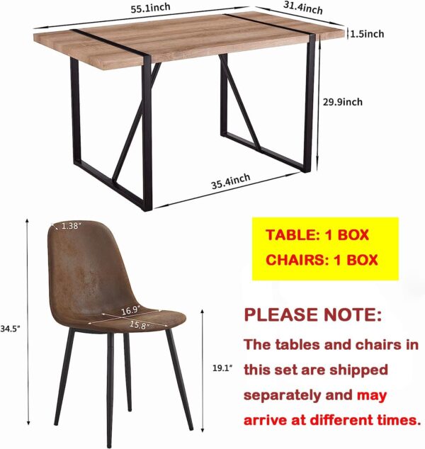 Dining Table Set for 4, Modern 55'' Wood Dinette Table Set f...