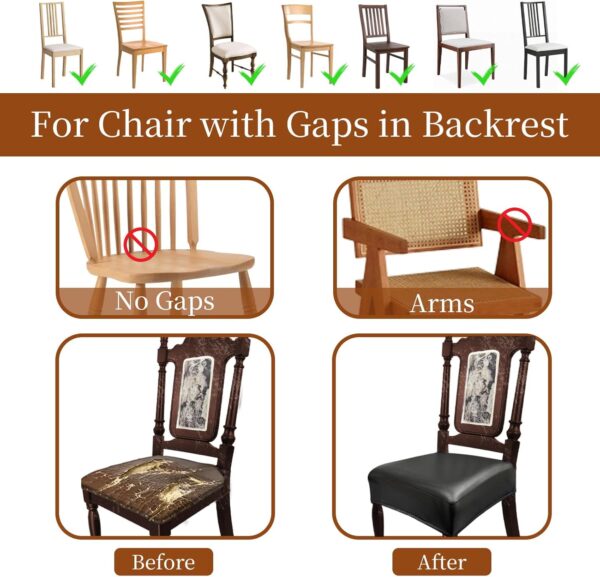 Waterproof Dining Chair Seat Covers Leather Kitchen Seat Cov...
