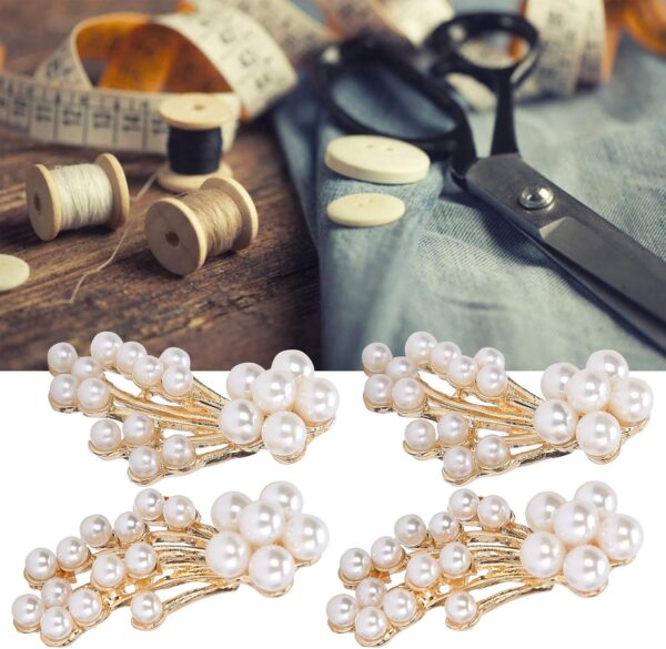 4 Pairs Pearl Shoe Clips Rhinestone Crystal Bridal Shoe Buck...