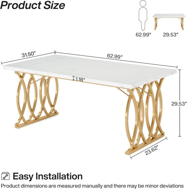 Tribesigns Modern Dining Table, 63" Large Kitchen Table for ...