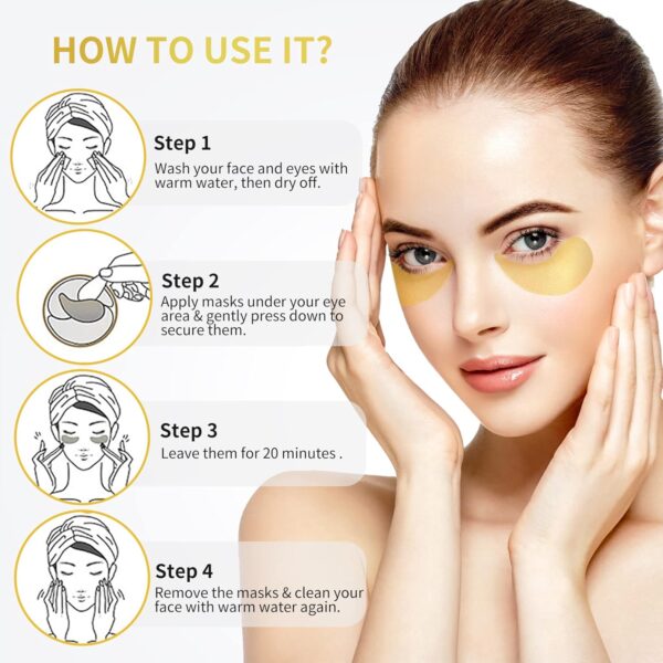 24K Gold Under Eye Patches - 60 Pack for Puffy Eyes, Dark Ci...