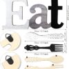 Jetec Set of Eat Sign, Fork and Spoon Wall Decor, Rustic Woo...