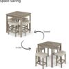 5-Piece Counter Dinner Height Table Set, Indoor Modern Recta...