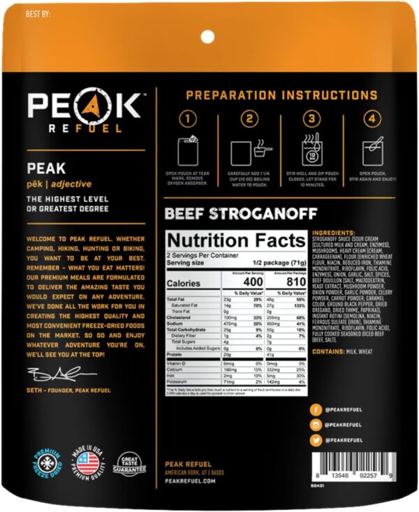 Peak Refuel Beef Stroganoff | Freeze Dried Backpacking and C...