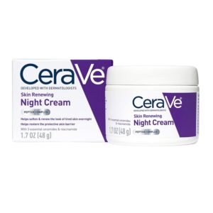 CeraVe Skin Renewing Night Cream, Niacinamide, Peptide Compl...