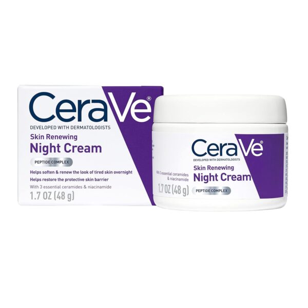 CeraVe Skin Renewing Night Cream, Niacinamide, Peptide Compl...