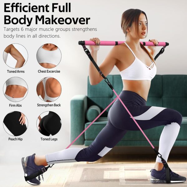 Pilates Bar Kit with Resistance Bands, Multifunctional Pilat...