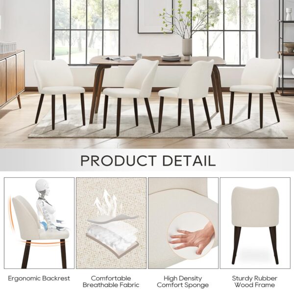 COLAMY Upholstered Dining Chairs Set of 4, Modern Fabric Din...