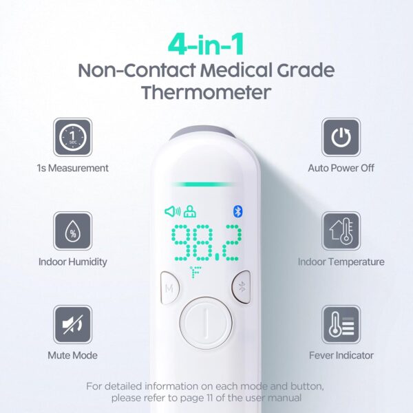 No Touch 4-in-1 Medical Grade Infrared Forehead Thermometer ...