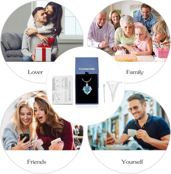 constantlife Crystal Heart Shape Cremation Jewelry Memorial ...
