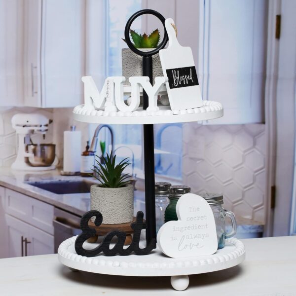 GENMOUS Farmhouse Kitchen Tiered Tray Decor Items Mini Set, ...