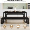 SHA CERLIN Kitchen Dining Table Set for 4 with Benches, Rust...