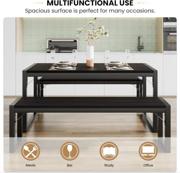 SHA CERLIN Kitchen Dining Table Set for 4 with Benches, Rust...