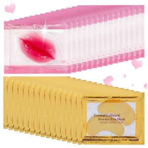 30 Pairs Lip Masks&24K Gold Gel Eye Masks,Crystal Collagen E...