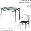 VECELO Kitchen Dining Table and Chairs Set for 4, Padded Sea...