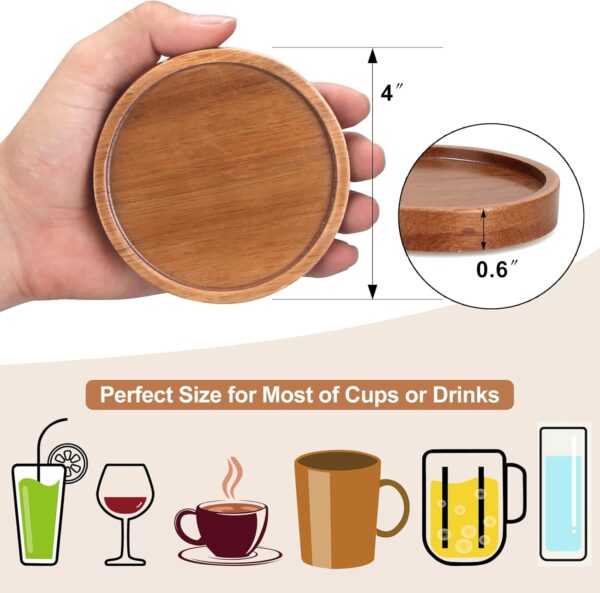 6 Pcs Best Wooden Coasters with Holder Coffee Table Decor Ac...