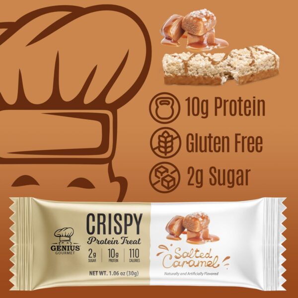 Genius Gourmet Crispy Protein Treat, Salted Caramel, Keto Sn...